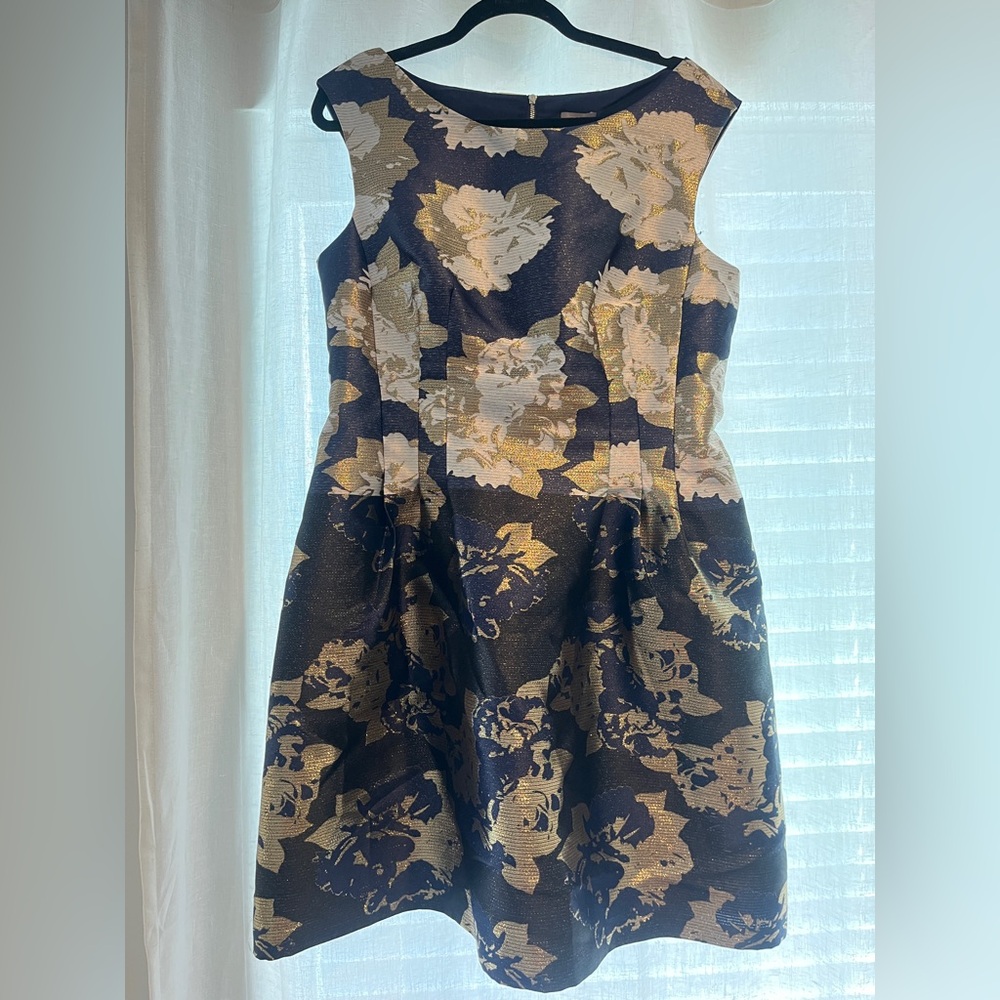 Vince Camuto Blue and Gold Cocktail Dress